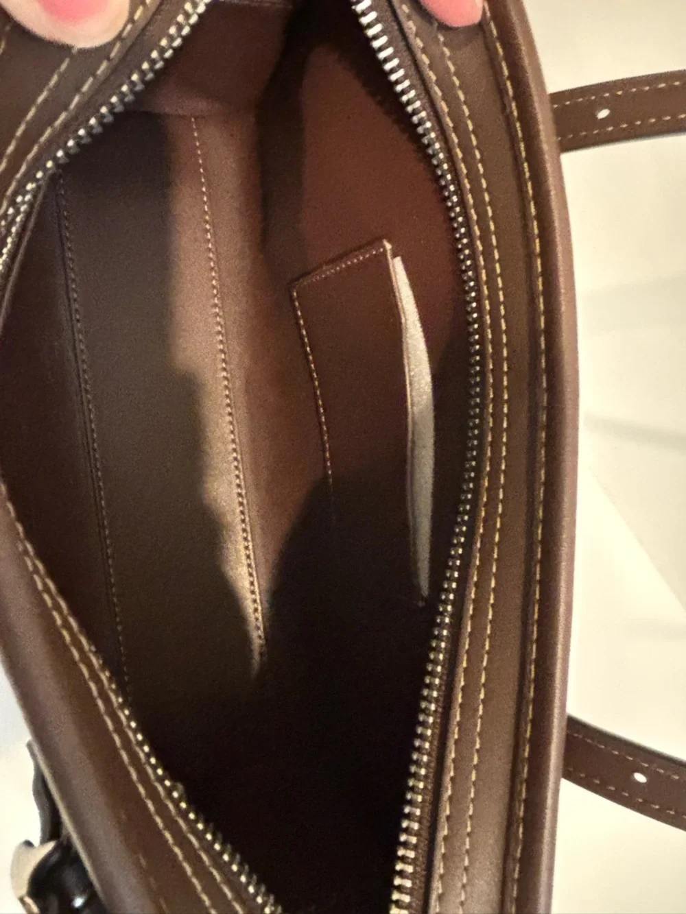 Coach Swing Zip Glovetanned Leather Shoulder Bag- Maple - Picture 8 of 11